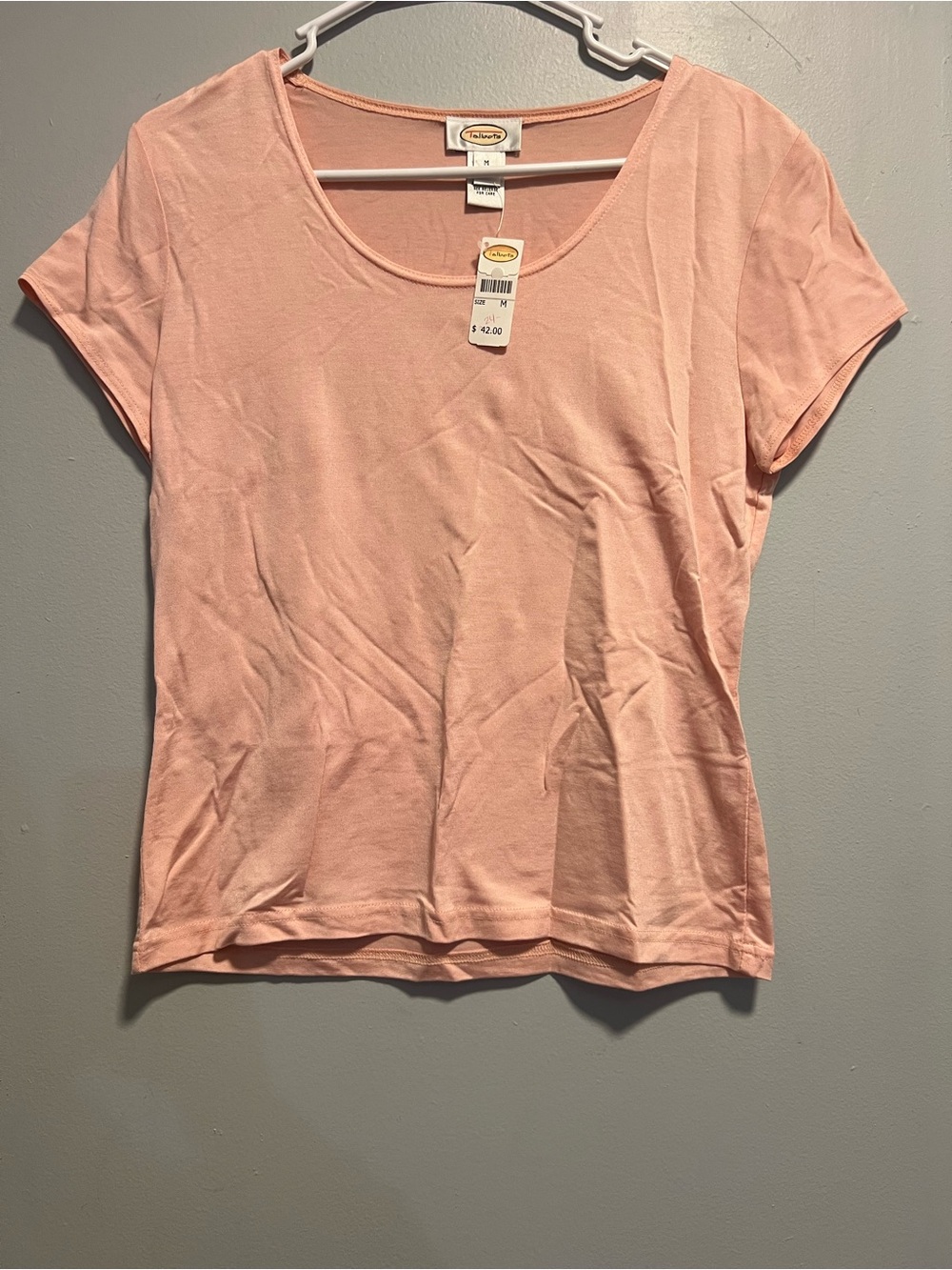 Talbots Scoop Neck Short Sleeve Top in Pale Peach